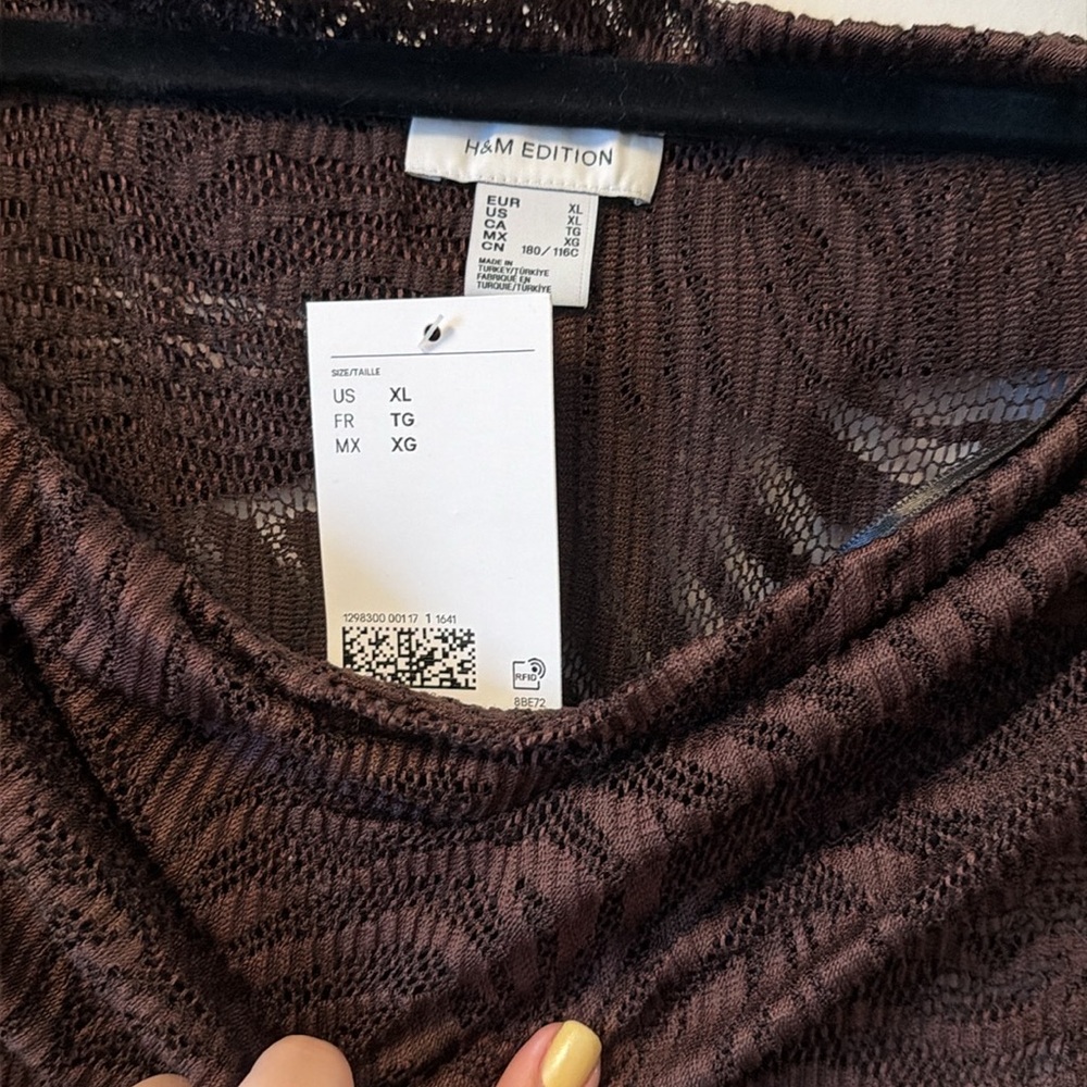 H&M edition brown lace off shoulder top